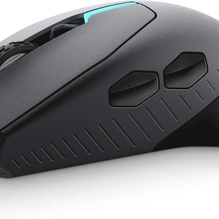 Alienware AW610M Wired/Wireless Gaming Mouse - 16000 DPI Optical Sensor, 350 Hour Rechargeable Battery Life, 7 Programmable Buttons, 16.8 million AlienFX RGB Lighting - Dark Side of the Moon