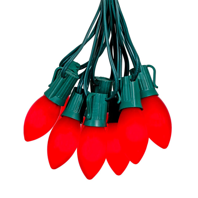 Novelty Lights 25FT C9 LED Ceramic Plastic Christmas Lights (25 Bulbs) Novelty Lighting, C9 Christmas Lights Outdoor (Red)