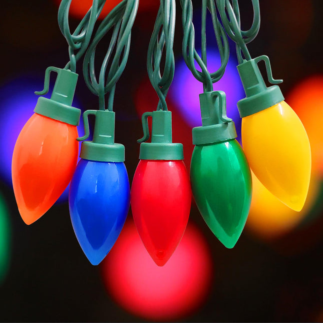 25Ft Christmas Lights Outdoor, C9 LED Christmas Lights with 25 Shatterproof Colored Light Bulbs, Plug in Vintage Multicolor Christmas Lights for Porch Balcony Wedding Party Christmas Tree Xmas Decor