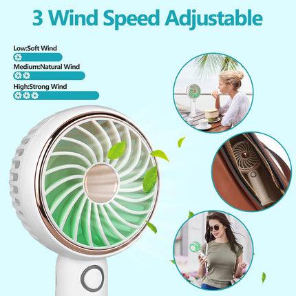 Hand Held Fan, Mini Portable Fan With 3 Speed Adjustable Cooling Fan, Handheld Fan Rechargeable With Base For Kids Women Men