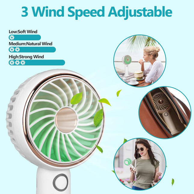 Hand Held Fan, Mini Portable Fan With 3 Speed Adjustable Cooling Fan, Handheld Fan Rechargeable With Base For Kids Women Men