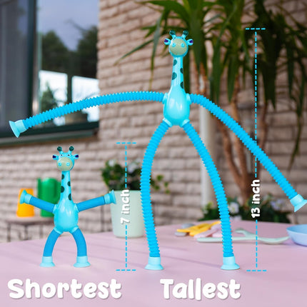Amitasha 5 Pcs Telescopic Suction Cup Giraffe Toy Shape Changing Pop Fidget Tubes Sensory Toys for Girls Boys