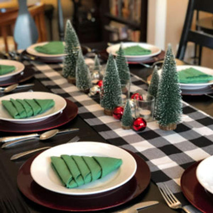 2pcs 12inch Mini Christmas Tree Bottle Brush Trees Chrismas Village Trees Ornaments Mini Plastic Christmas Trees with Wooden Base for Christmas Decoration Miniature Chrismas Tree (12inch 2pcs)