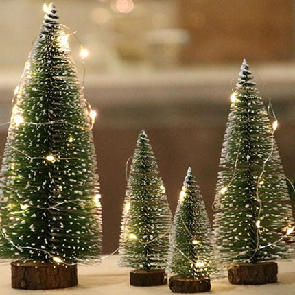 6 Pcs Small Christmas Trees Bottle Brush Christmas Trees Christmas Decorations, Small Christmas Pine Tree with Wooden Base for Christmas Table Decorations (6 Size)