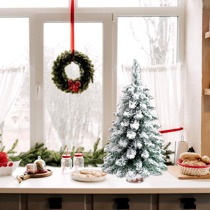 Tabletop Christmas Tree, 24inch/2ft Mini Christmas Tree, Tabletop Small Xmas Tree for Holiday Indoor DIY Christmas Decoration (White)