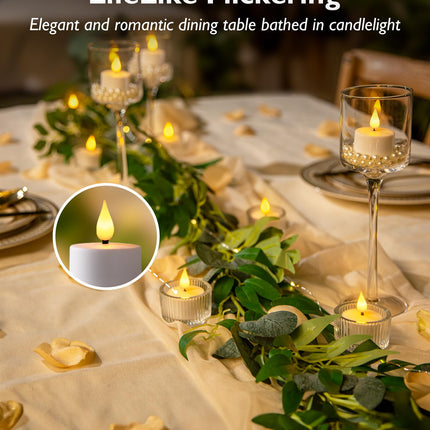 Homemory Rechargeable Tea Lights Flameless Candles with Remote Timer, Battery Operated LED Tealight Candles, USB Candles for Wedding Table Centerpiece Reception Banquet Christmas Halloween, 12-Pack