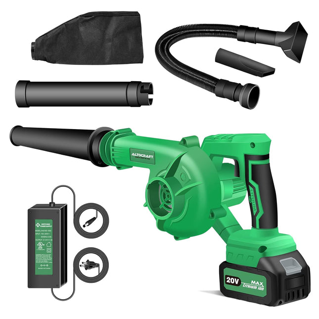 ALTOCRAFT 2-in-1 Jobsite Cordless Blower & Vacuum,20V Max Lightweight Handheld Small Dry Leaf Sawdust Blower Cleaner with 3.0Ah Battery and Charger,110MPH for Workshop Car Dust Blowing and Vacuuming