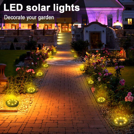 Solar Powered Ground Lights 8 Pack,Ip68 Waterproof Outdoor Led Disk Lights For Garden,NonSlip Landscape Path Lighting For Patio