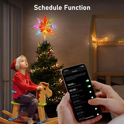 Smart Christmas Star Tree Topper, 15.5" Holographic 3D Star Treetop App Programmable Dimmable Tree Topper with 20 RGB LEDs Lights Xmas Star Tree Topper for Christmas Tree Party Home Holiday Decor