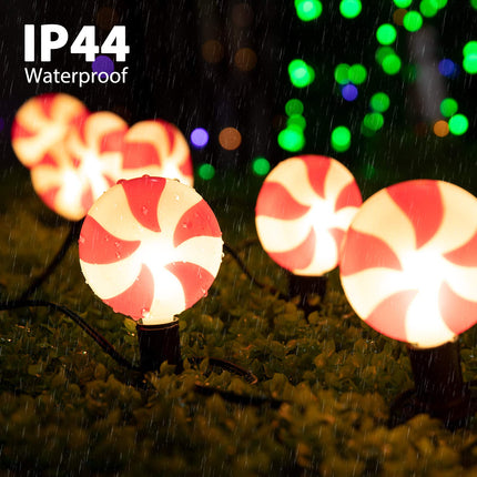 Christmas Walkway Lights Outdoor, 14.4Ft 10 Lollipop Lights Christmas Outdoor Decorations, Peppermint Lights Outdoor Red and White Christmas Pathway Lights