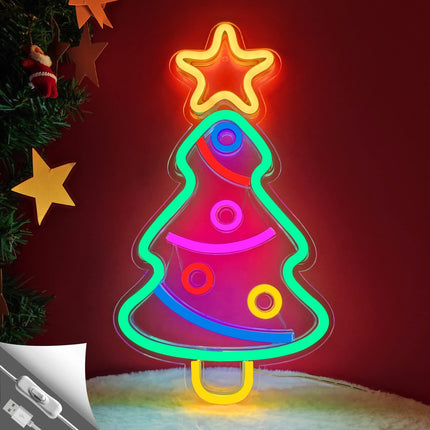 Christmas Tree Neon Sign, Xmas Trees LED Neon Signs for Wall Decor Art, USB Powered Acrylic Neon Lights for Bedroom Kids' Room Home Decoration Man Cave Birthday Bar Wedding Party Decorations