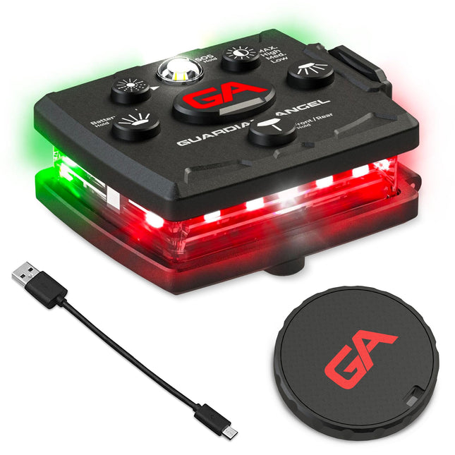 Guardian Angel Elite Micro Personal Safety Light Bar | Magnetic Hands-Free Mountable Flashlight | Lightweight with Rechargeable Battery (Red/Green)
