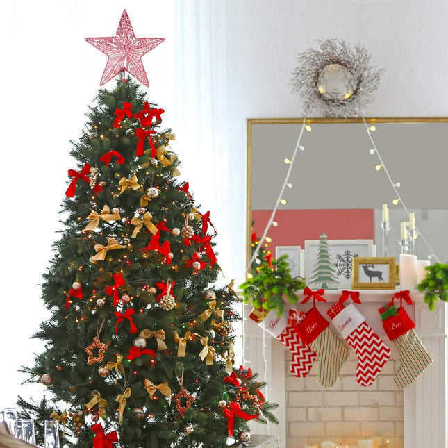 KESYOO Chritmas Glitter Star Tree Topper Exquisite Iron Star Tree Topper Ornament Metal Christmas Tree Decor for Home Bar Xmas Tree Decor(Pink)