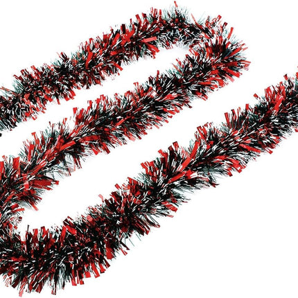25ft Christmas Tinsel Garland, Christmas Tree Ornaments Home Party Classic Shiny Sparkly Ceiling Hanging Decorations,3.6 inch Wide Filaments Red