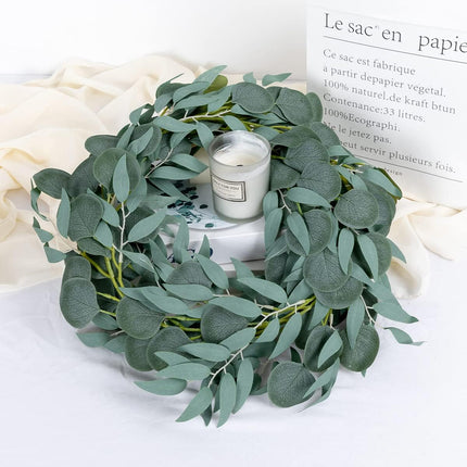 Kisflower 5 Pack 6.56FT Eucalyptus Garlands Artificial Greenery with Willow Leaves Fake Hanging Plants Vines for Wedding Arch Decorations Party Hotel Room Table Home Garden Office Wall Decor