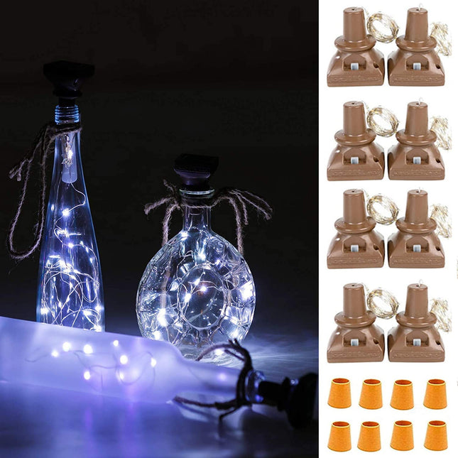 VOOKRY 8 Pack Solar Powered Wine Bottle Lights, 20 LED Waterproof Outdoor Solar Fairy String Cork Lights for Wedding,Christmas,Birthday,Halloween,Garden,Patio,Tabletop,Indoor Decor (Cool White)