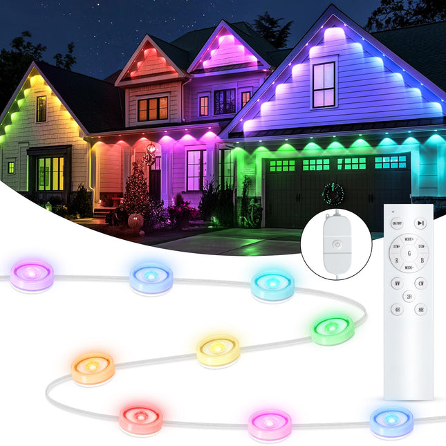 Brightever Permanent Outdoor Lights, RGBW Outdoor Lights 105FT with 50 LED Eaves Lights, IP65 Waterproof Year-Round Outdoor Lighting for Daily, Christmas Decor, 36W Low Voltage