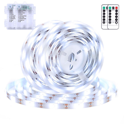 echosari 2 PCS Strip Lights Battery Operated, 9.8Ft 90 LED Strip Lights Self-Adhesive with Remote Timer, Flexible Cuttable Light Strip for Bedroom TV Boat Kitchen Cupboard Decor (Cool White)