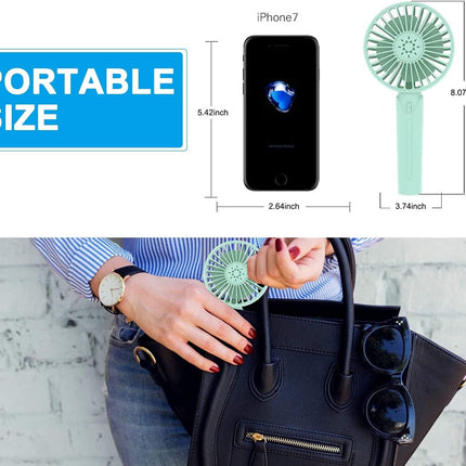 Handheld Pocket Fan, Mini Portable Fan 2600Mah Battery Operated Speed Adjustable Usb Rechargeable Fan, Usb Desk Fan With Base