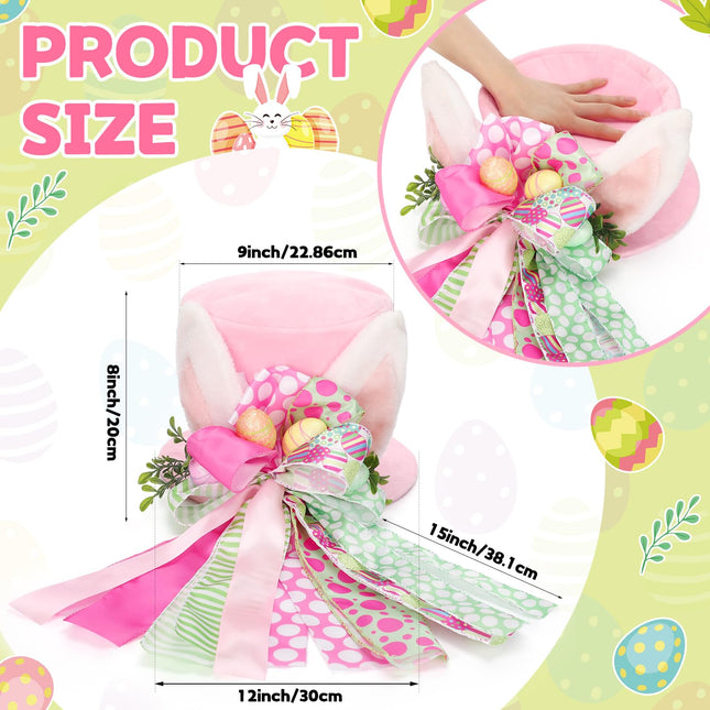 Easter Bunny Tree Topper Hat Decorative Bow with Bunny Ears Easter Trees Topper Decorations Ornaments 12x8 in Decorative Tree Ornaments for Spring Outdoor Home Indoor Decoration Party Supplies