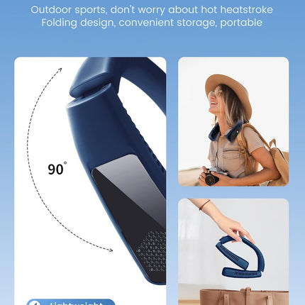 Ferrisa Portable Neck Fan Freedom Personal Neck CoolerPortable 3Speed Neck Fan, HandsFree Wearable Design, Lightweight, Cordless