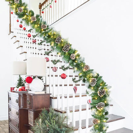 Artiflr 9Ft Artificial Christmas Pine Garland, Prelit Christmas Garland with Large Pine Cones for Holiday Season Mantel Fireplace Table Runner Centerpiece Decor