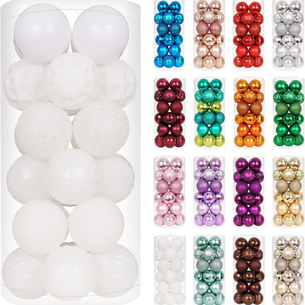 XmasExp 24ct Christmas Ball Ornaments Shatterproof Christmas Ornaments Set Decorations for Xmas Tree Balls Halloween Decorations (1.57''/40mm, White)