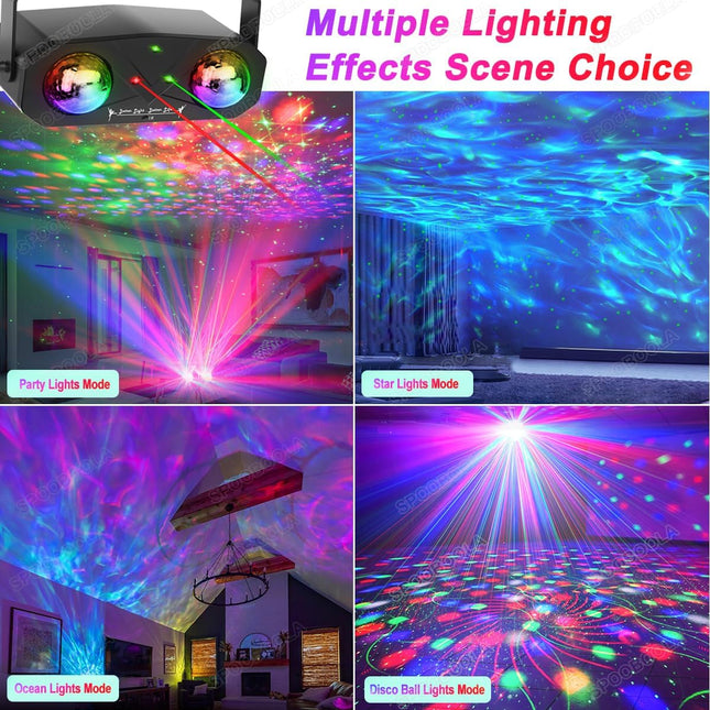 Party Light Disco Ball Light Dj Light Disco Light Ocean Light Star Light Projector Dance Light Sound Activated with Remote Control Stage Light Strobe Light for Parties KTV Christmas Halloween Décor