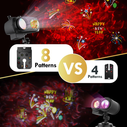 Christmas Projector Lights, Holiday Projector Outdoor, 2 in 1 HD Effect Pattern Snowflake Projection Lamp, with Remote control, Timer Memory Function, 10 slides for Various Festive Atmosphere