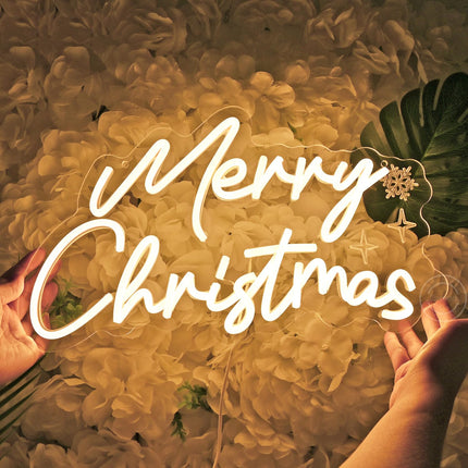 Britrio Merry Christmas Neon Sign LED Neon Light Wall Decoration for Bedroom Holiday Christmas Party Business Store Window Home Decor Hanging Ornament Xmas Indoor 5V USB 15.75” Warm White