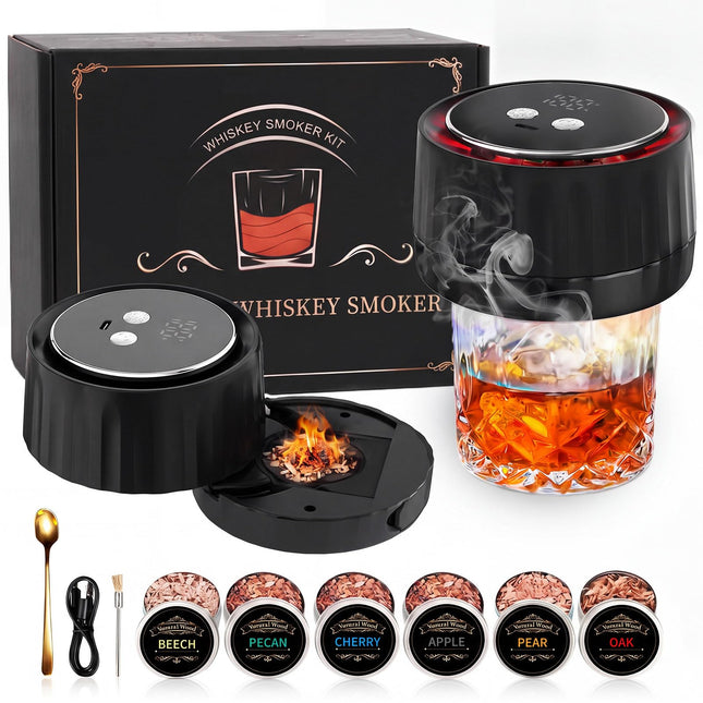 AOZUO Whiskey Smoker Kit - Electric Cocktail Smoker with 6 Wood Chips