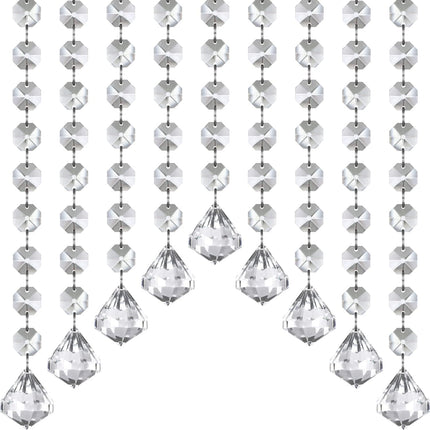 Jishi 33ft Crystal Garland Strands, Hanging Crystal Beads Strings Decorations for Centerpiece Doorway Clear Acrylic Diamond Chandelier Prisms, Gem Bead Chain Garland Curtain, Christmas Tree Ornaments