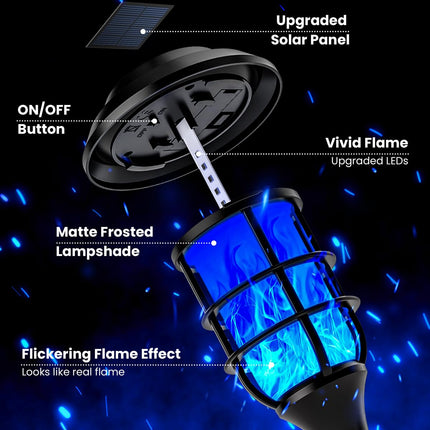 Solar Lights Outdoor, 8 Pack Solar Torch Light with Blue Flickering Flame,Solar Garden Lights Waterproof for Outdoor Decor, Yard, Patio,Pathway,Walkway.