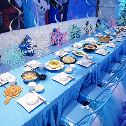 20Pcs Winter Snowflake Hanging Swirls Decorations, Winter Hanging Ceiling Streamers Purple Blue White Snowflakes Garland for Winter Wonderland Baby Shower Winter Birthday Party Decorations