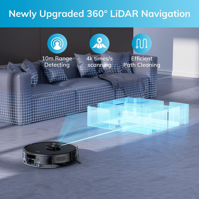 Ilife A20 Robot Vacuum And Mop Combo, Lidar Navigation, 3000Pa Suction Robotic Vacuum Cleaner, Smart Mapping, Appalexa Control, For Pet Hair, Hard Floor, Carpet, 2.4Ghz Wifi Only
