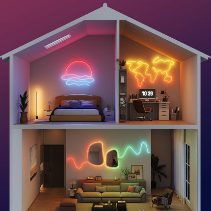 Govee RGBIC Neon Lights, LED Smart Neon Rope Light 2 Works with Matter, Alexa, Google Assistant, Custom DIY Neon Strip Lights for Bedroom and Christmas Decor, Softer Material, 16.4ft, White