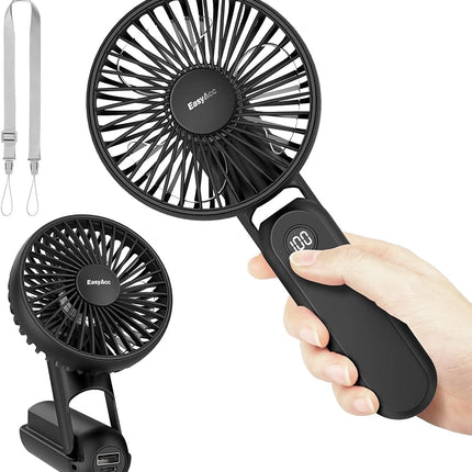 Easyacc Portable Handheld Fan, 5000Mah 32H Rechargable Personal Fan, 5 Speed Powerful Ultra Quiet Usb C Small Desk Fan, 180° Fold