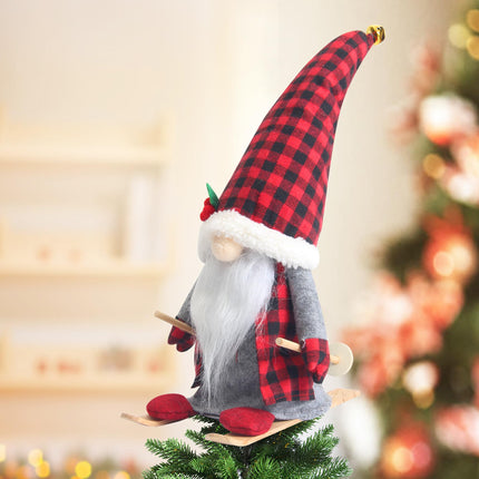 Christmas Tree Topper,Gnome Christmas Decoration,Buffalo Plaid Tree Topper,Festive Gnome Christmas Decorations - Unique Gnome Tree Topper…