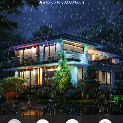 Permanent Outdoor Lights 100ft with 111 Lighting Scenes, 105° Optimal Light Angle, for Halloween Christmas, Work with Alexa, Google Assistant, IP67 Waterproof, Smart RGB Outdoor Lights 72 LEDs