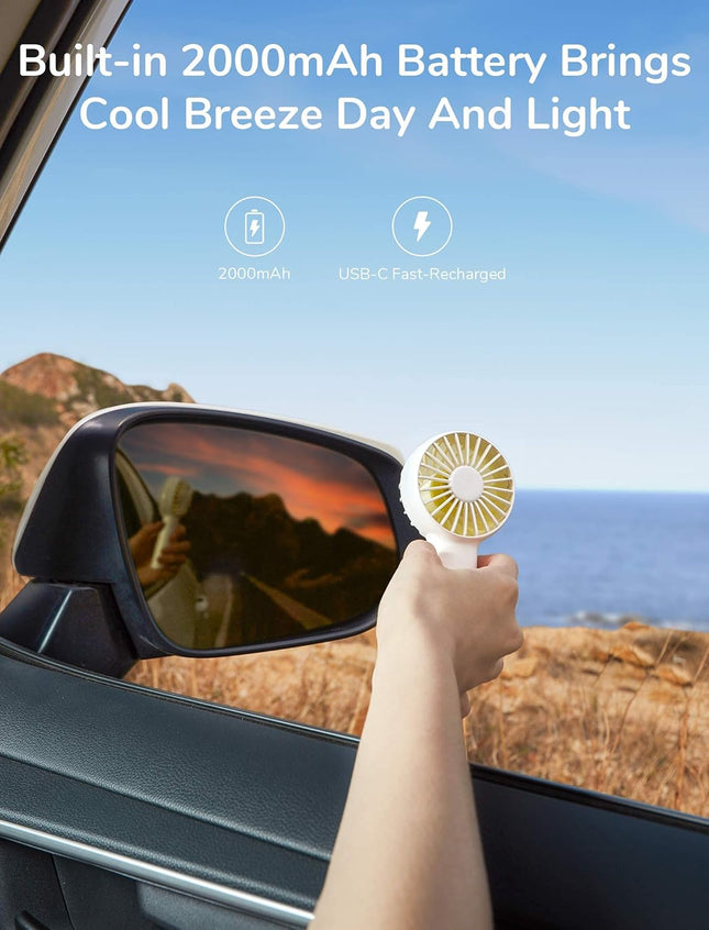 Jisulife Mini Fan Battery Operated Handheld With 2000 Mah Or Usb Powered Personal Fan,3 Speeds,Enhanced Airflow, Rechargeable