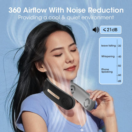 Neck Fan 4 Turbo 6000Mah Portable Neck Fan 360°Cooling Airflow Bladeless Neck Fan Usb Rechargeable With 3 Speeds Adjustment