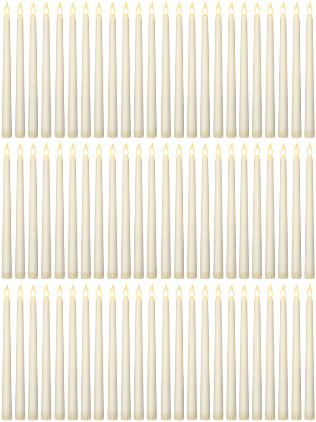 Treela 72 Pcs Flameless LED Taper Candles Battery Operated Candles Bulk 11 Inch Flickering Fake Candles with Warm Light for Christmas Church Valentine's Day Wedding Party, Battery Not Included