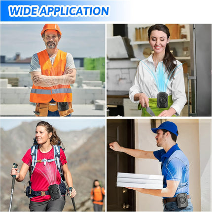 4In1 𝐖𝐚𝐢𝐬𝐭 𝐅𝐚𝐧 Upgraded 3 Speeds Strong Airflow 10000Mah Portable Cooling Fan Rechargeable Wearable Personal Clip