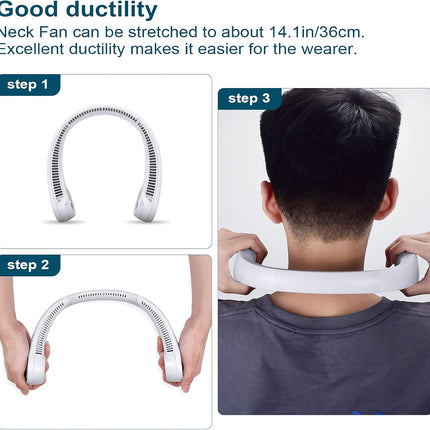 Civpower Portable Neck Fan,Hands Free Bladeless Fan, Cooling Personal Fan,3 Speeds Adjustment,78 Air Outlet,Headphone Design,Rech