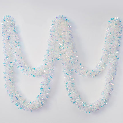 26.2 Feet Tinsel Garland, High-Shine and Fluffy, for Birthday, Weddings, Halloween, Christmas, Party Decorations, Indoor Outdoor Party Supplies, White