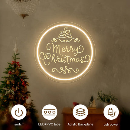 Merry Christmas Neon Sign Dimmable Merry Christmas LED Light Sign for Holiday Party Home Bar Decoration, USB Powerd Christmas Neon Light for Wall Decor Festival Celebration(Warm White)…