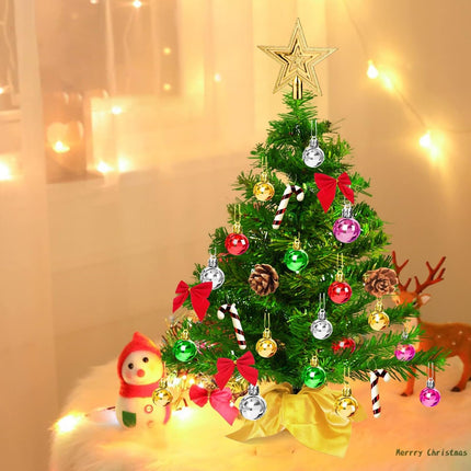 Mini Christmas Trees, Artificial Tabletop Christmas Tree with Star Treetop and Many Ornaments, Battery Operated Small Xmas Tree for Table, Desk, Home Classic Series Holiday Decoration-1.67ft