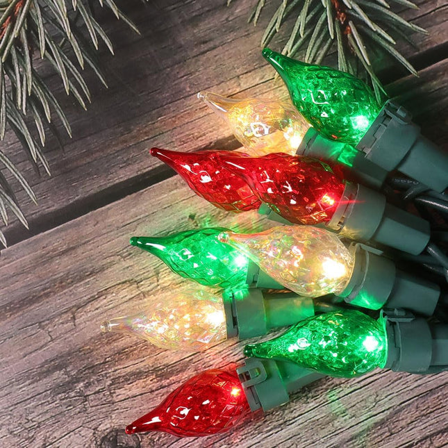 Red White Green Led Christmas String Lights C5 Glass Bulb19FT 70 LEDs ETL Green Wire Indoor Outdoou Use Xmas Holiday Decor