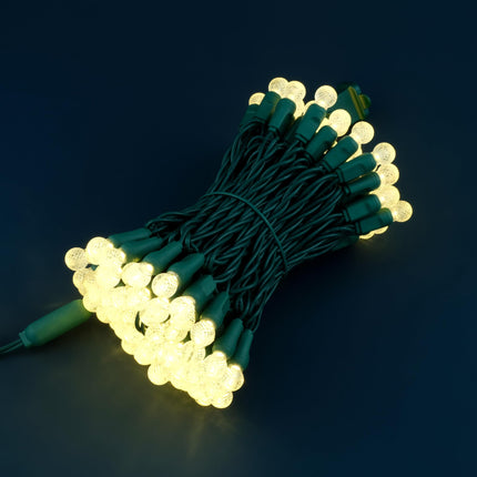 100 Warm White Raspberry One-Piece LED Christmas Lights, 33 ft Green Cord High Waterproof UL G12 Outdoor String Lights (Warm White)
