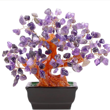 Natural Amethyst Crystal Money Tree for Office Home Room Desk Decor Spiritual Meditation Positive Energy Feng Shui Crystals Healing Stones Luck Wealth Bonsai Trees Birthday s for Women